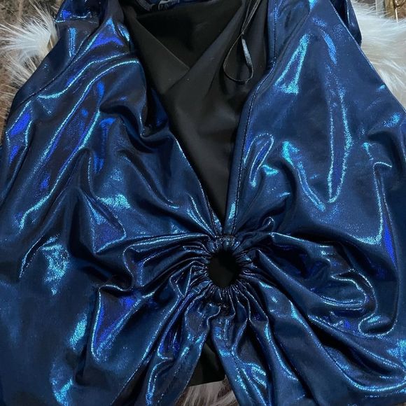 Zara Blue Metallic Bodysuit - Picture 5 of 7